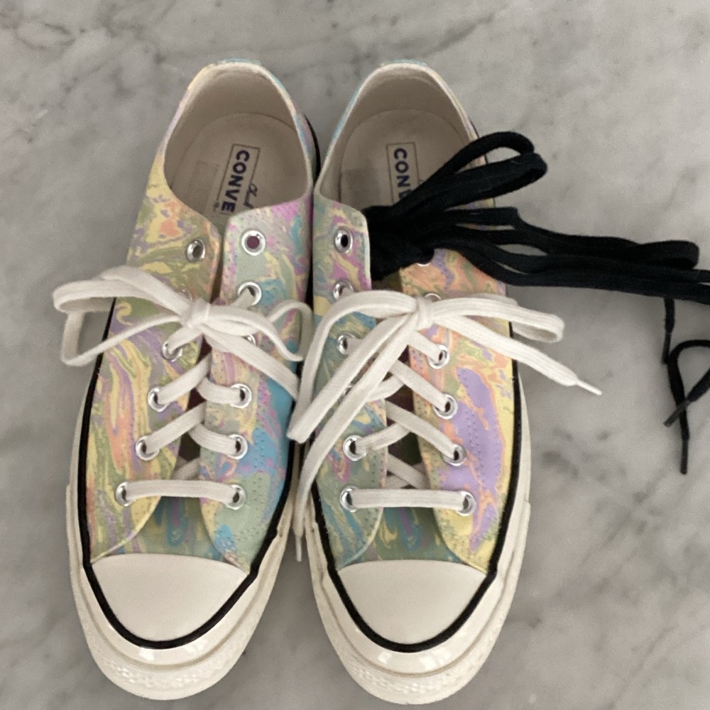 Converse Pastel Swirl Sneakers with White and Black Laces